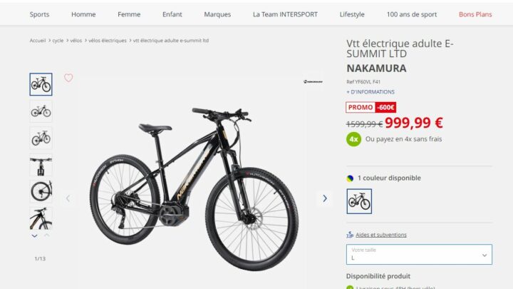 Le VTT électrique Nakamura E-Summit LTD passe sous les 1000€ chez Intersport !