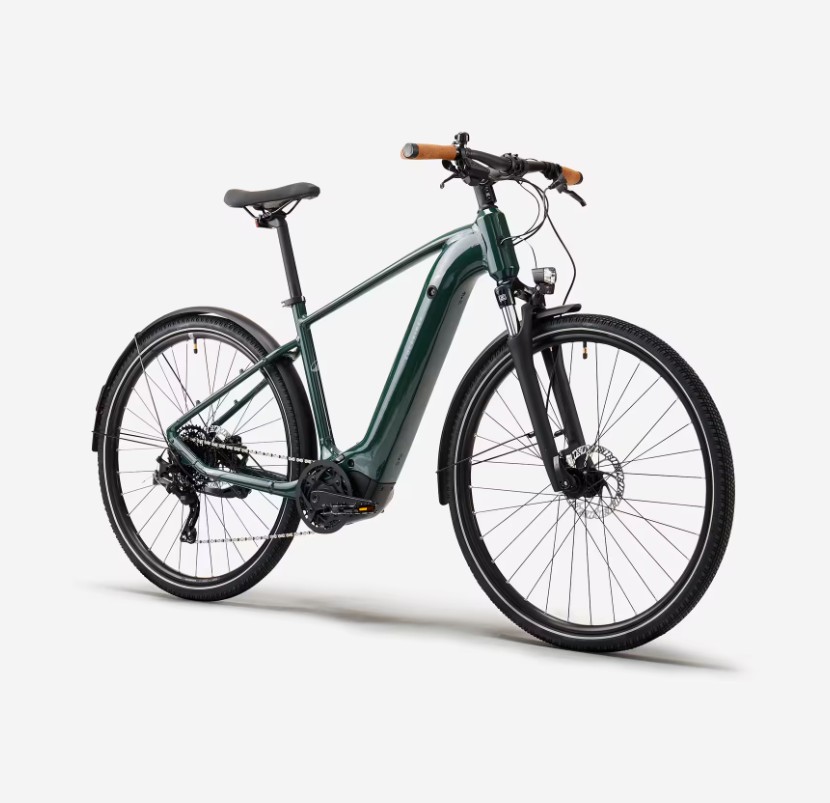 Vélo tout chemin électrique à moteur central et cadre haut, E-ACTV 500 vert